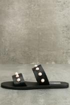 Steve Madden | Jole Black Leather Slide Sandal Heels | Size 8.5 | Lulus