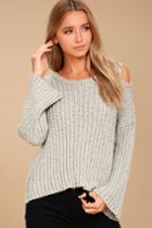 Moon River | Juniper Beige Cold Shoulder Sweater | Size Large | 100% Polyester | Lulus