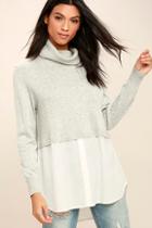 Skies Are Blue Timely Fashion Grey Sweater Top