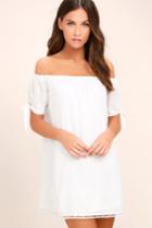 Moment In The Sun White Lace Off-the-shoulder Dress | Lulus