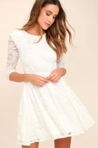 Lulus It's A New Day White Lace Skater Dress