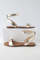 Sole Society Odette Crackled Gold Ankle Strap Sandal Heels | Lulus