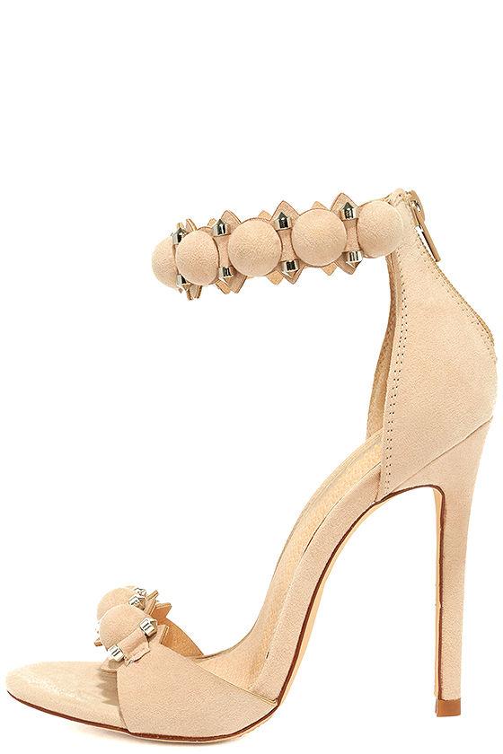 Olivia Jaymes | Meredith Nude Suede Ankle Strap Heels | Lulus