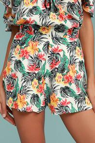 Lucy Love Wedding Crasher White Tropical Print Shorts