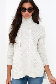 Love Stitch Born And Raised Light Beige Cable Knit Sweater