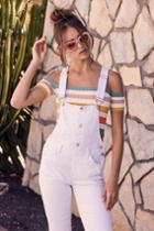 American Bazi The World Is Yours White Distressed Denim Overalls | Lulus