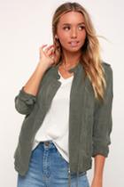 Blank Nyc Paystub Olive Green Lightweight Jacket | Lulus