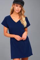 Lulus | Clear Day Navy Blue T-shirt Dress | Size Medium