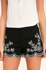 Lulus Lookout Point Black Embroidered Shorts
