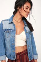 Wear-ever You Go Medium Wash Two-tone Distressed Denim Jacket | Lulus