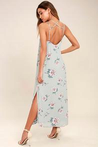 J.o.a. Look My Way Light Grey Floral Print Midi Dress
