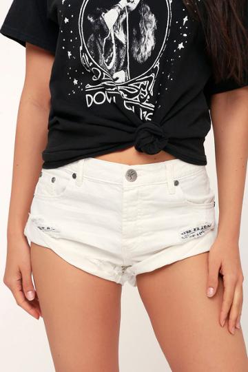 One X One Teaspoon Bandits White Distressed Denim Shorts | Lulus