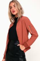 26 International She's The Bomb Rust Red Lightweight Bomber Jacket | Lulus