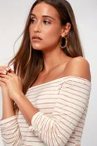 Chilled Out White And Pink Striped Off-the-shoulder Top | Lulus