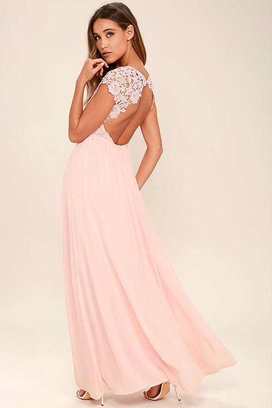Lulus | The Greatest Blush Pink Lace Maxi Dress | Size X-small | 100% Polyester
