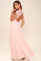 Lulus | The Greatest Blush Pink Lace Maxi Dress | Size X-small | 100% Polyester