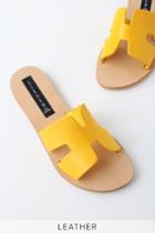 Steven Greece Yellow Leather Slide Sandal Heels | Lulus