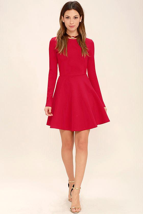 Forever Chic Red Long Sleeve Dress | Lulus