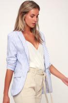 4si3nna Camille Blue And White Striped Blazer | Lulus