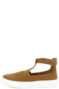 Qupid Anna Camel Nubuck T-strap Sneakers