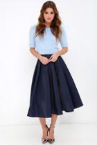 Lulu*s Without Question Navy Blue Midi Skirt