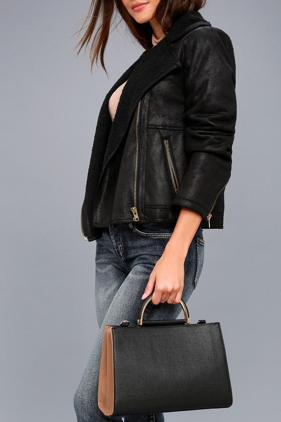 Lulus | Rheem Light Brown And Black Handbag | 100% Polyester | Vegan Friendly