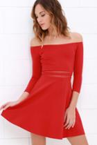 Yes To The Mesh Red Skater Dress | Lulus