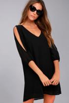 Lulus | Exclusive Shifting Dears Black Long Sleeve Dress | Size Large | 100% Polyester
