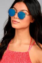 Lulus | Such A Looker Silver And Blue Mirrored Sunglasses