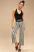 Paige Nellie Washed Black Striped Culotte Jeans | Lulus