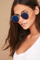 Yhf Los Angeles Stephanie Gold And Blue Mirrored Sunglasses