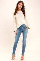 Cheap Monday Cheap Monday Second Skin Distressed Light Wash Skinny Jeans