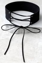 Lulus To The Limit Black Lace-up Choker Necklace