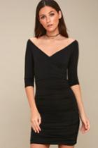 Star Of The Show Black Off-the-shoulder Bodycon Dress | Lulus