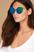 Lulus | Now Or Never Gold And Green Mirrored Sunglasses