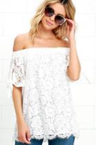 Ethereal View Ivory Lace Off-the-shoulder Top | Lulus