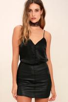 Gentle Fawn Maze Black Vegan Leather Mini Skirt
