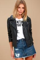 Signature 8 | Zelia Black Vegan Leather Moto Jacket | Size Large | Vegan Friendly | Lulus