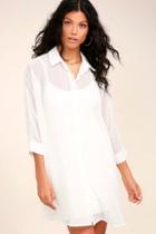 Lulus In The Tropics Sheer White Shirt Dress
