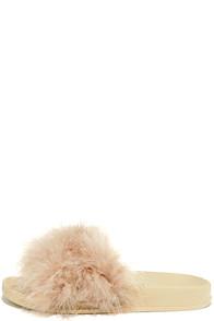 Cape Robbin Kimberly Nude Feather Slide Sandals