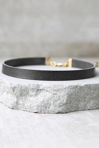 Vanessa Mooney Cadence Grey Leather Choker Necklace