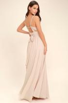 Lulus | Carte Blanche Blush Pink Maxi Dress | Size X-small | 100% Polyester