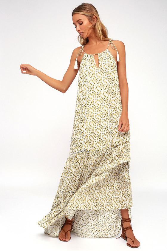 Lost + Wander Prairie White Floral Print Tie-strap Maxi Dress | Lulus