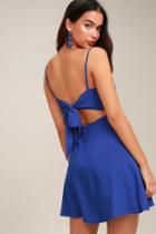Chic A Boo Royal Blue Tie-back Skater Dress | Lulus