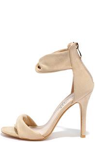 So Me Impress Me Nude Suede Ankle Strap Heels