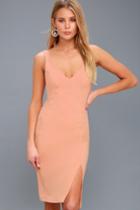 Iconic Moment Blush Pink Bodycon Midi Dress | Lulus