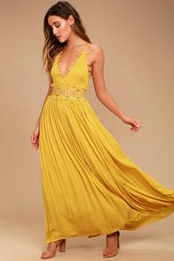 Lulus This Is Love Mustard Yellow Lace Maxi Dress