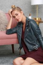 26 International Living My Life Navy Blue Vegan Leather Moto Jacket | Lulus