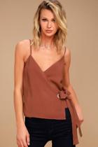 J.o.a. Reine Washed Burgundy Wrap Top