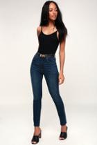 Eunina Bella Dark Wash High-waisted Skinny Jeans | Lulus